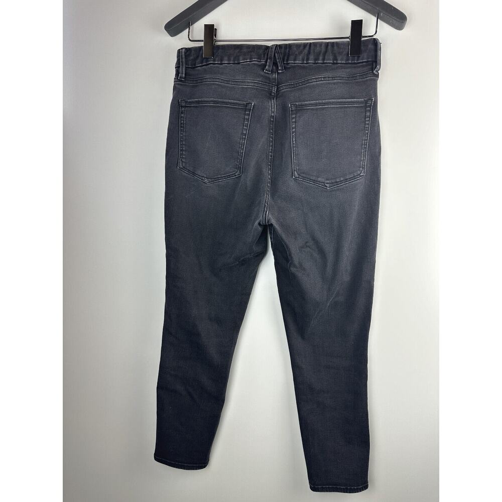 Good American Good Waist Ripped High Waist Crop Jeans Distressed Black Size 14 - Picture 9 of 12